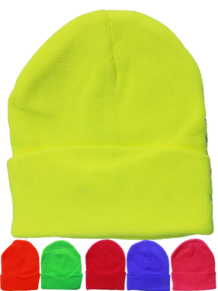 Unisex Plain Mix Neon Color Beanie HAT