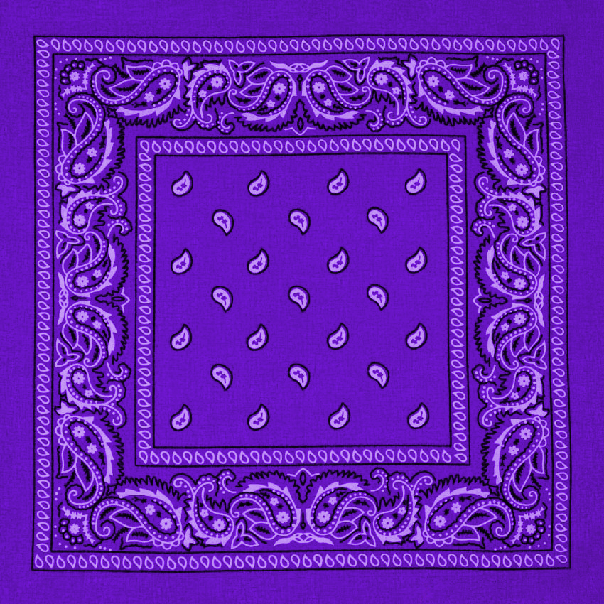 Purple Paisley Print Polyester BANDANAs