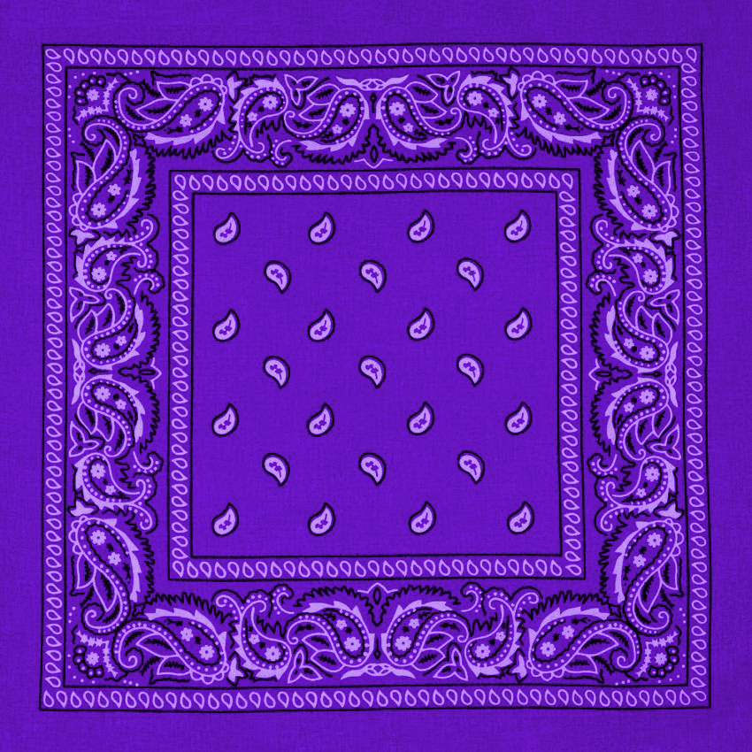 Purple Paisley Print Polyester BANDANAs