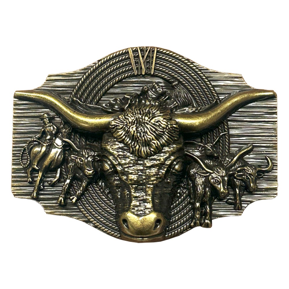 Cowboy Style Dark GOLD Bison Hunting Belt Buckles