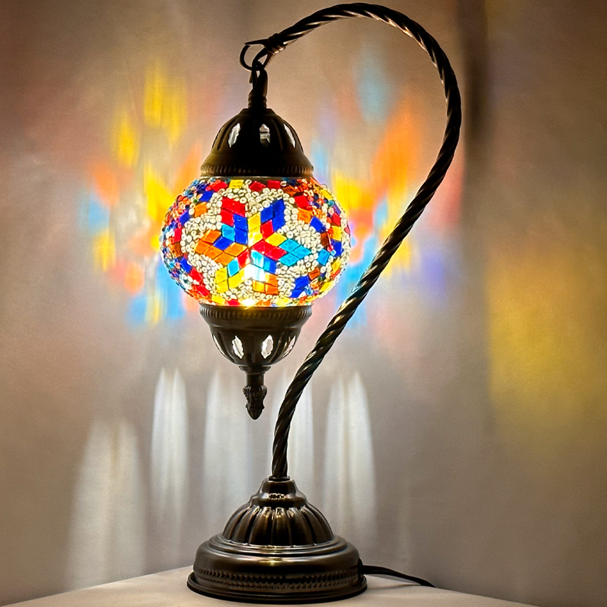 Colorful Moroccan Mosaic LAMPs with Swan Neck Style - Without Bulb