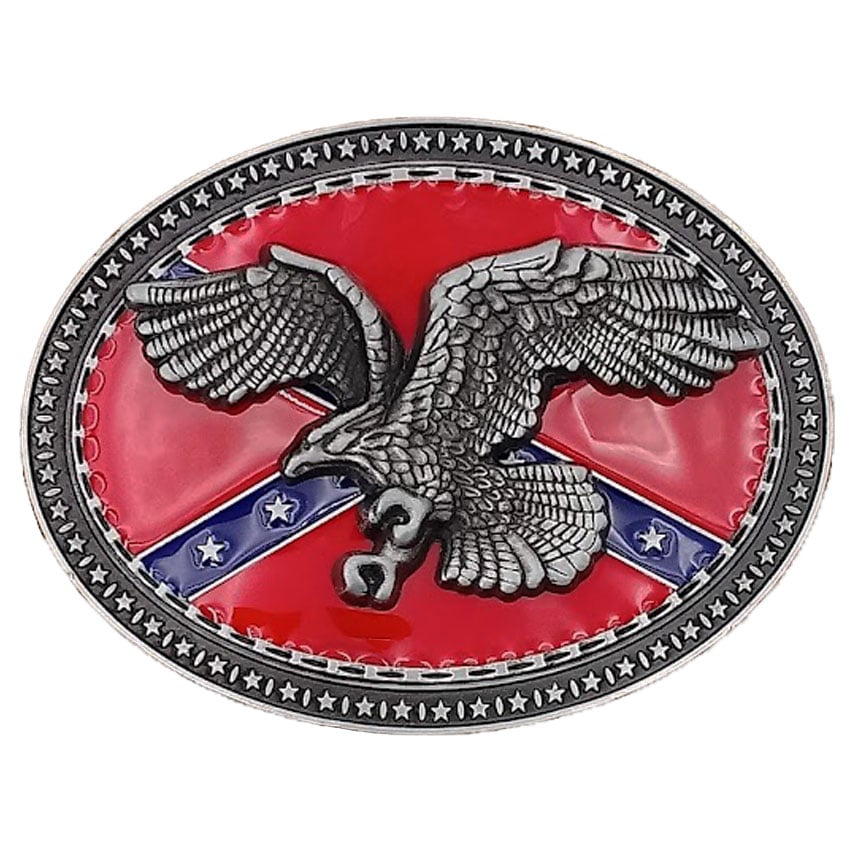 REBEL Eagle & Confederation Flag Belt Buckle