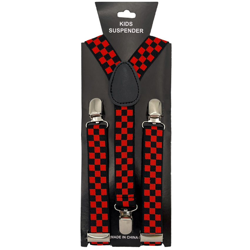 Checkered Red Kid Suspender