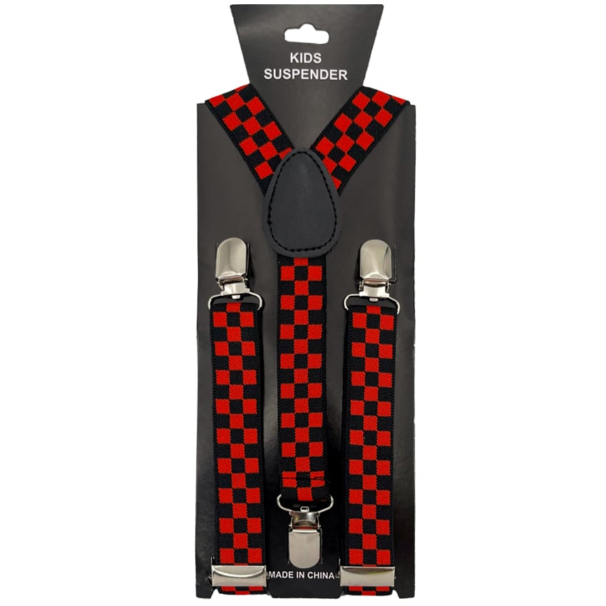 Checkered Red Kid SUSPENDER