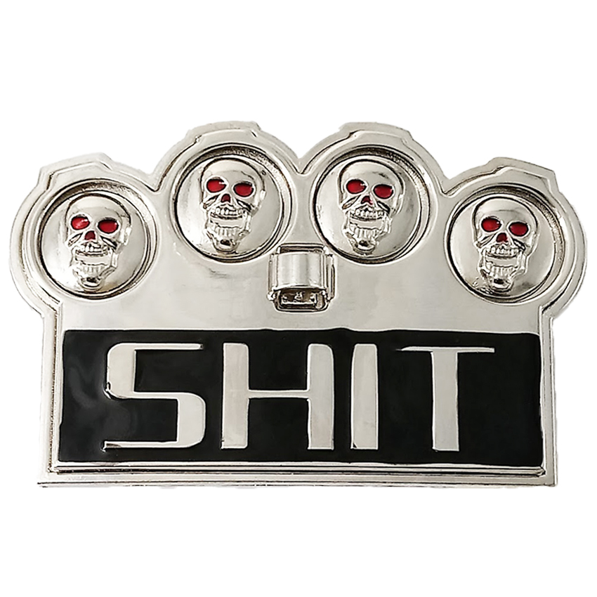 Red Eyed Brass Knuckle Skull BELT BUCKLE