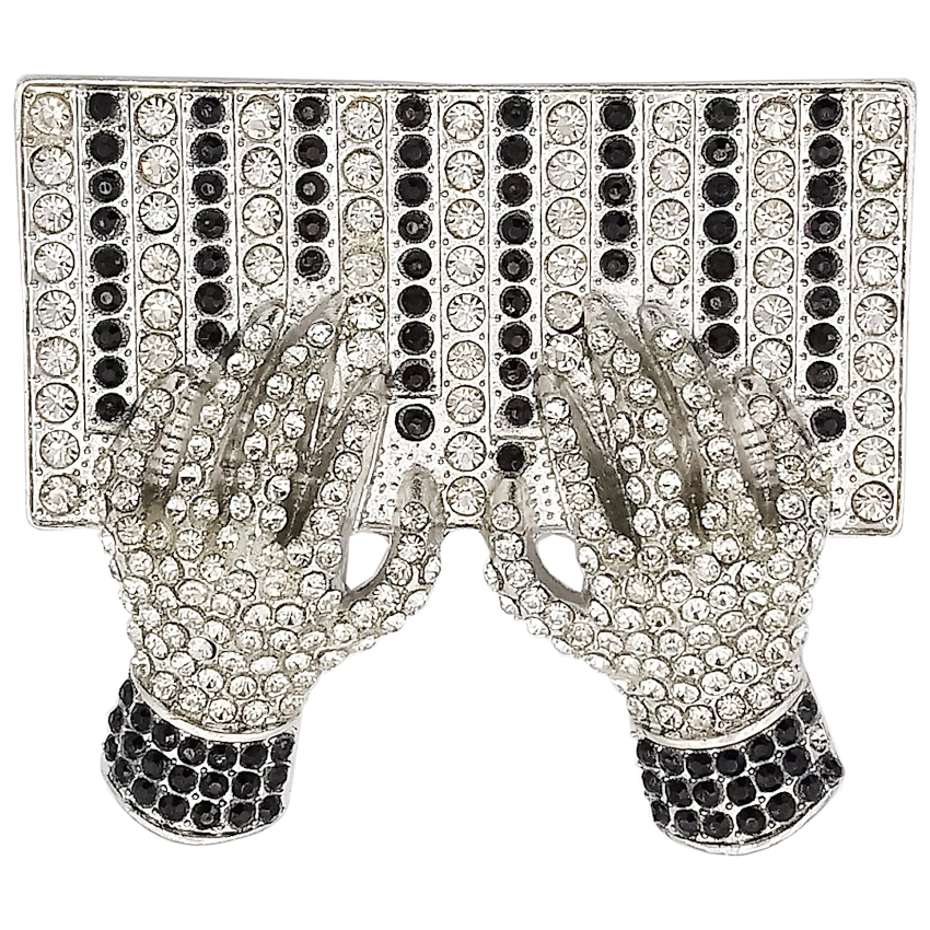 Rhinestone Hands Playing Piano Buckle