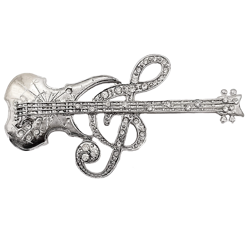 Rhinestone Music Notes Guitar BUCKLE