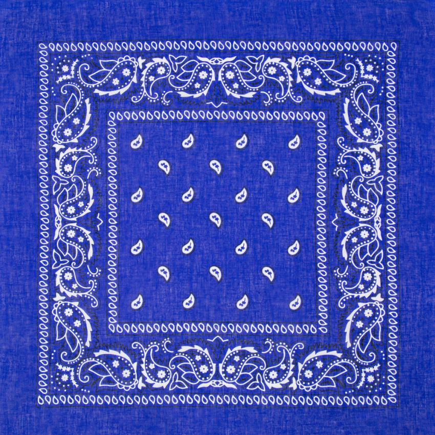 Royal Blue Paisley Print Polyester BANDANAs