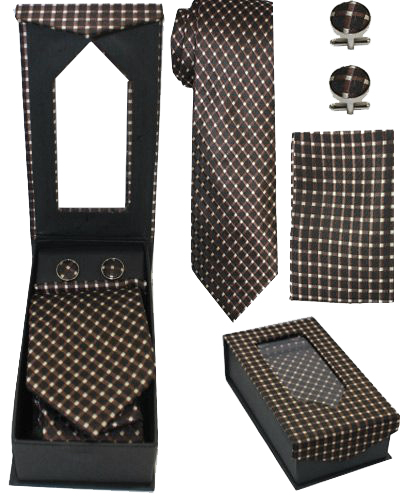 BROWN and White Polka Dot Tie Set