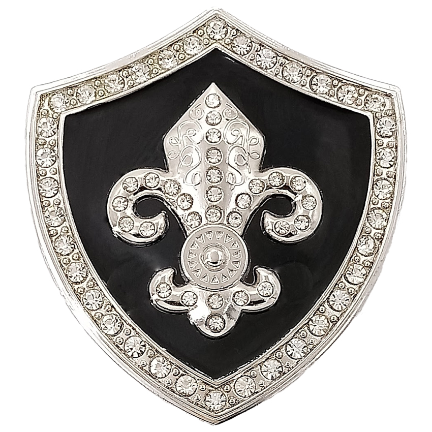 Shield Shaped Fleur De Lis Silver Buckle