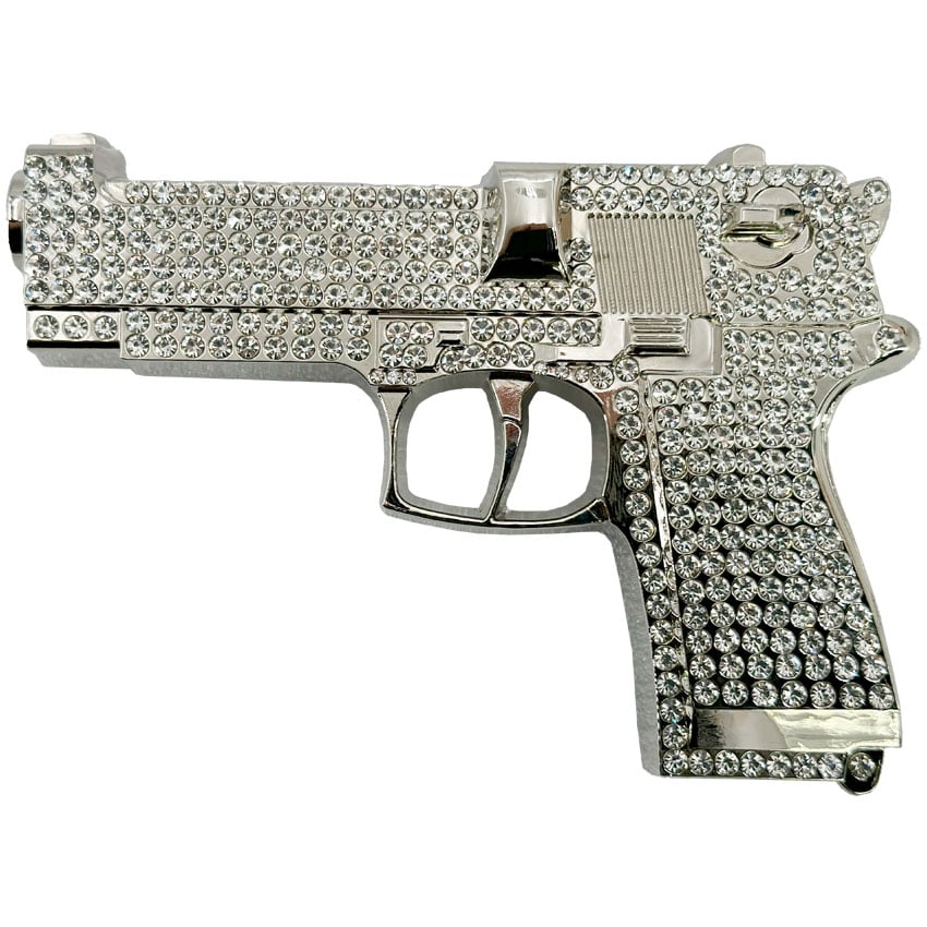 Silver Rhinestone Beretta Gun BELT Buckle