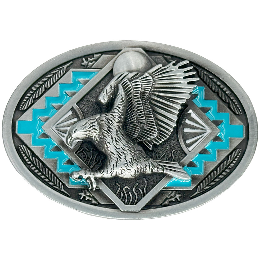 Blue & Silver Eagle Belt Buckle
