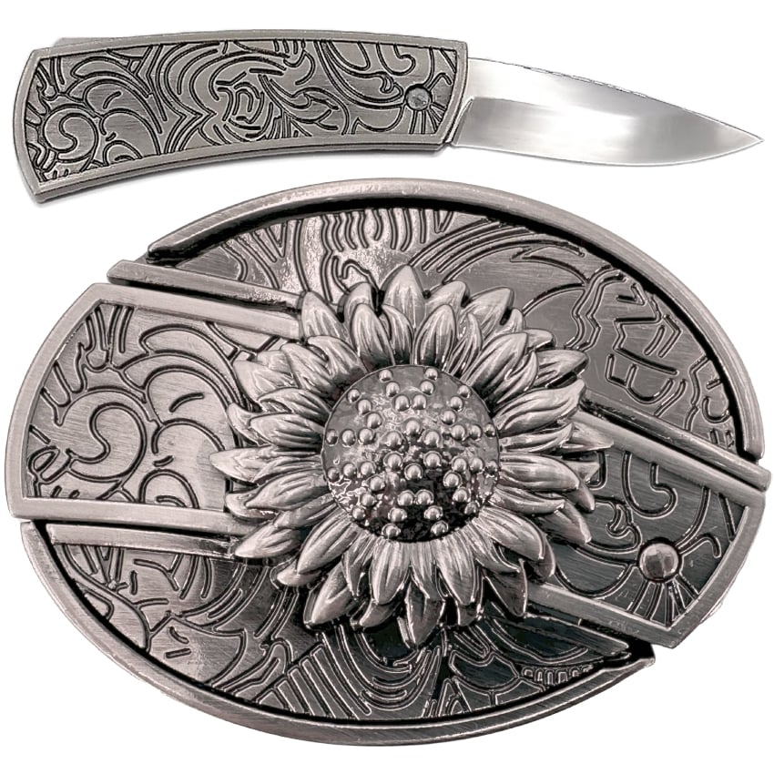 Sunflower Design Hidden Knife BELT BUCKLES