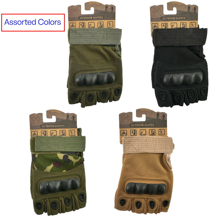 Tactical MOTORCYCLE Fingerless Gloves with Hard Knuckle for Men and Women