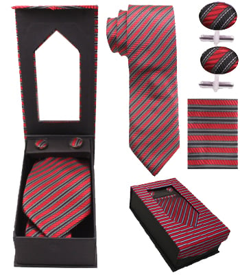 Red and Green Striped TIE Set