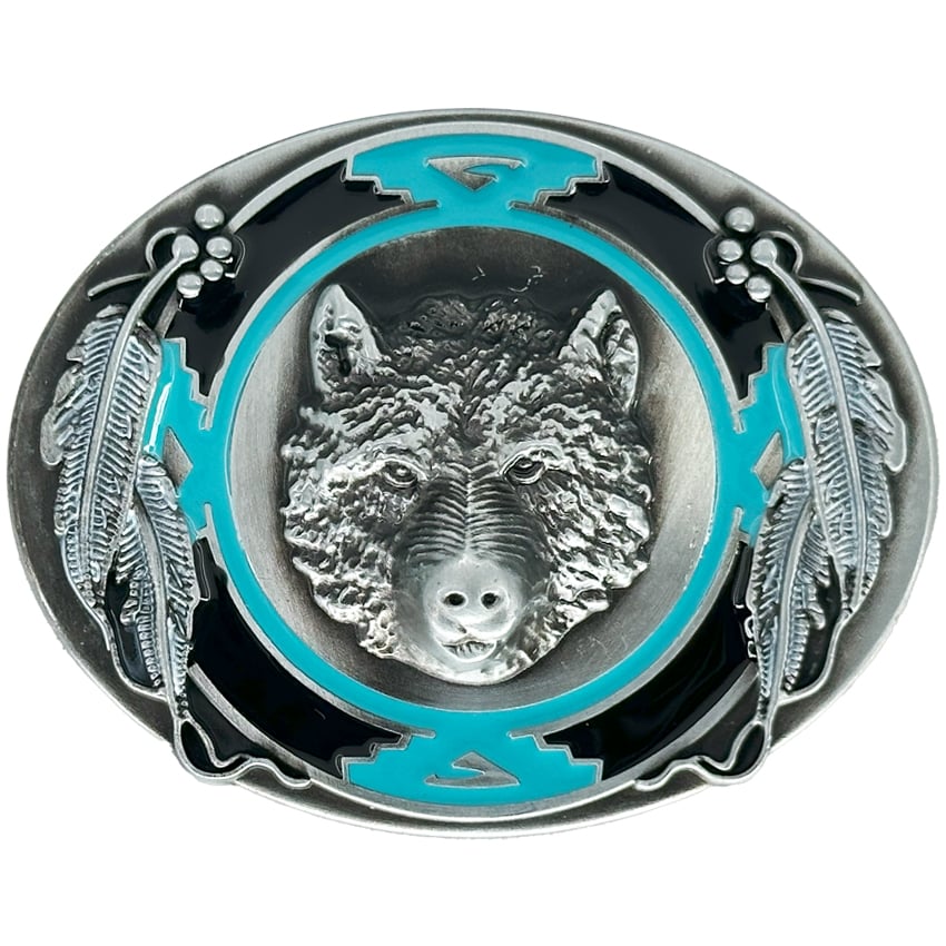 Turquoise & Silver Bear BELT BUCKLE