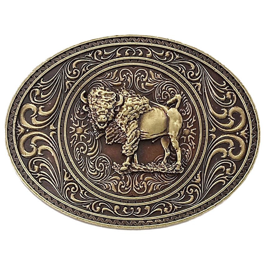 Bison WESTERN Belt Buckle | Intricate Antique Design