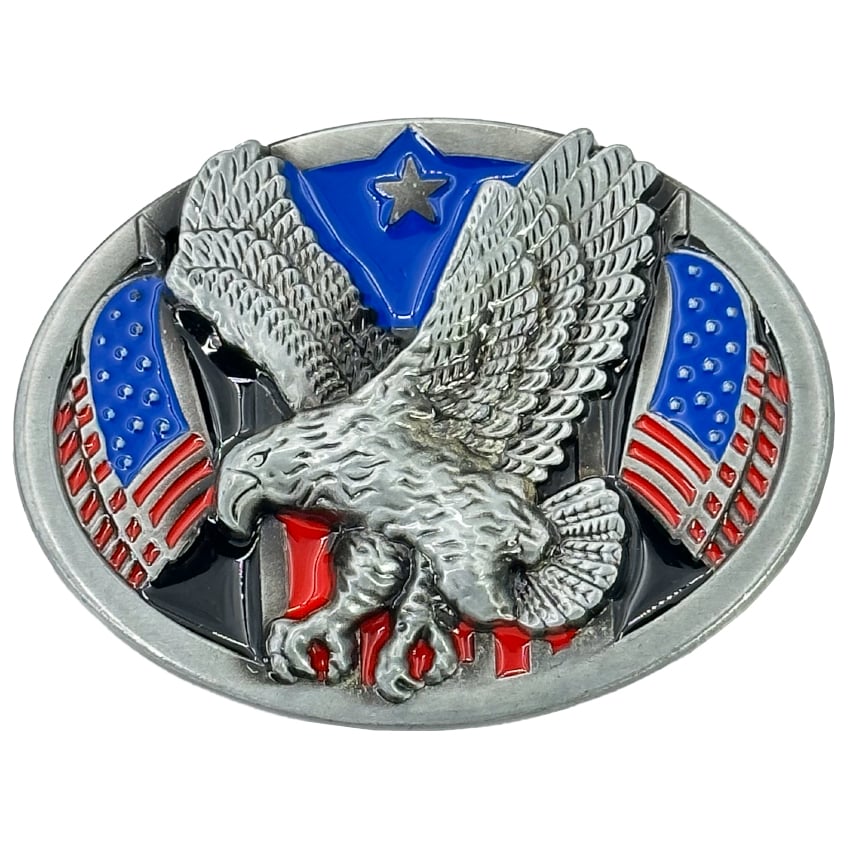 USA Flag & Soaring Eagle Belt Buckle