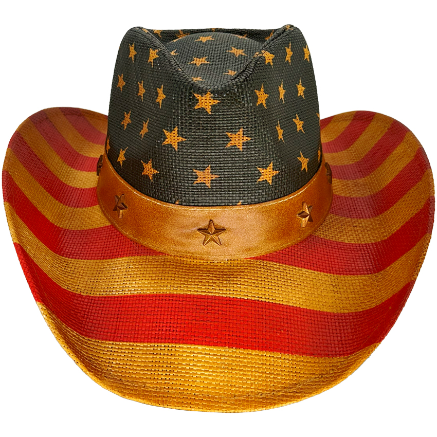 USA American Flag Paper Straw Cowboy HAT