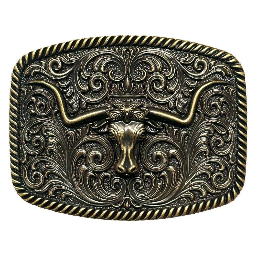 VINTAGE High Quality Longhorn Bull Belt Buckle with Western Design