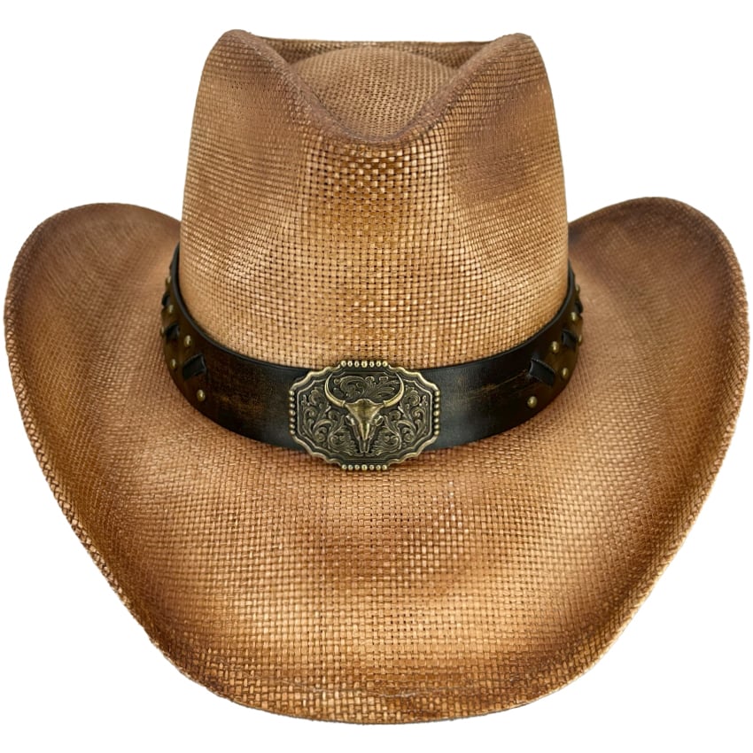 Vintage Cowboy HATs with Brown Shades - Long Horn Buckle and Quality Leather Band Design