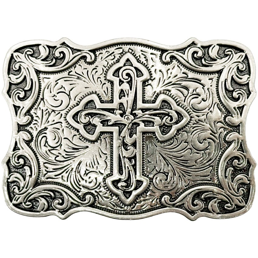 Vintage Silver Colored Cross BELT Buckle