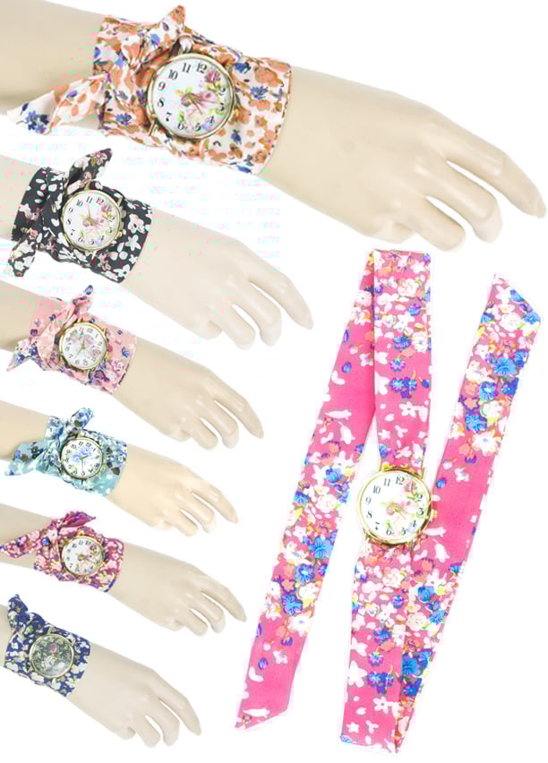 Vintage Fashion Watches with Floral Design BRACELET Wrap for Ladies
