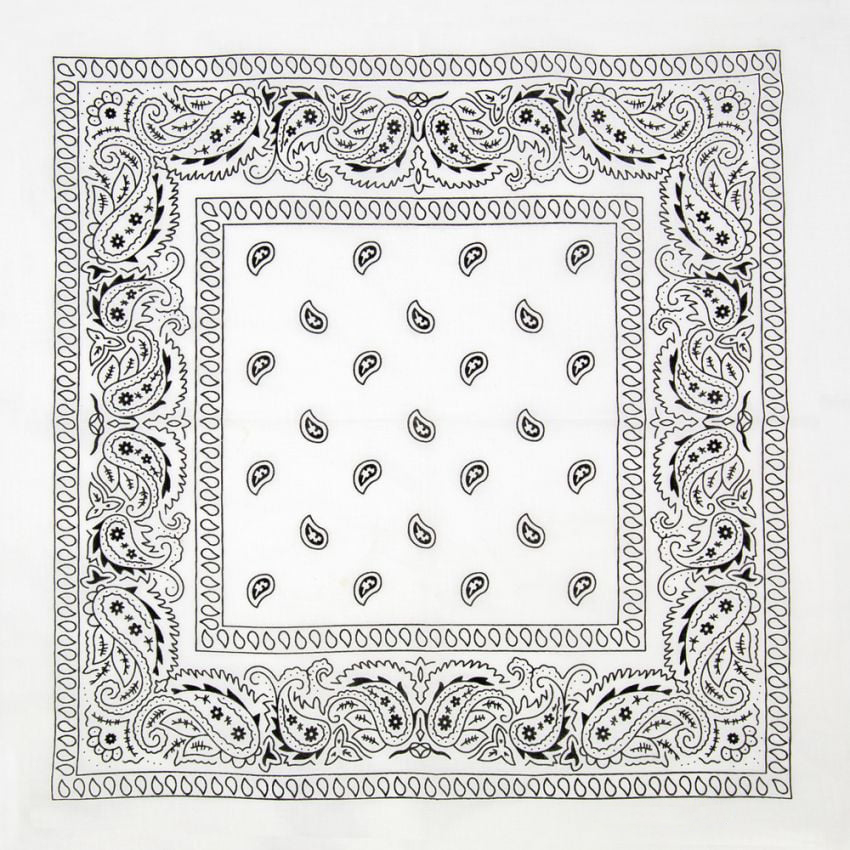 White Paisley Print Polyester Bandanas