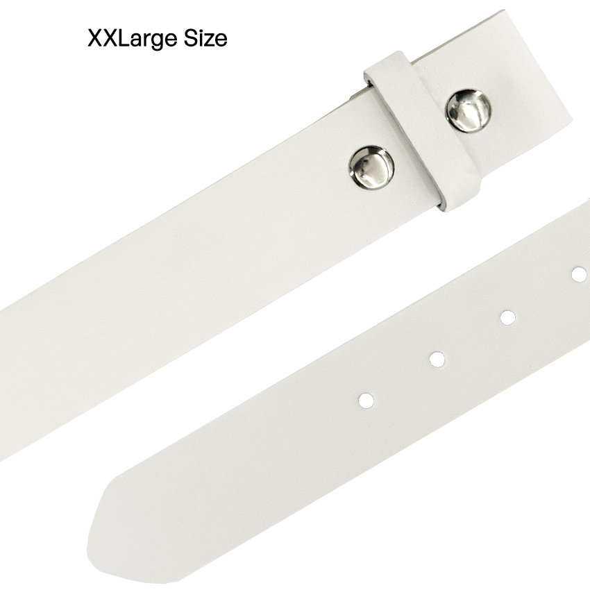 White BELTs without Buckle for Adults - XXLarge size