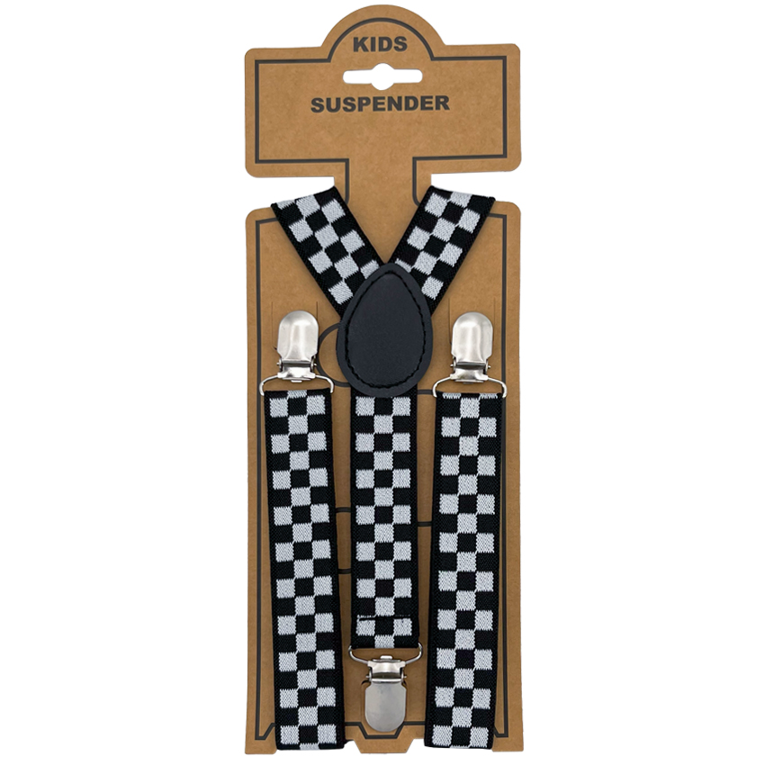 BLACK and White Checkered Kid Suspender
