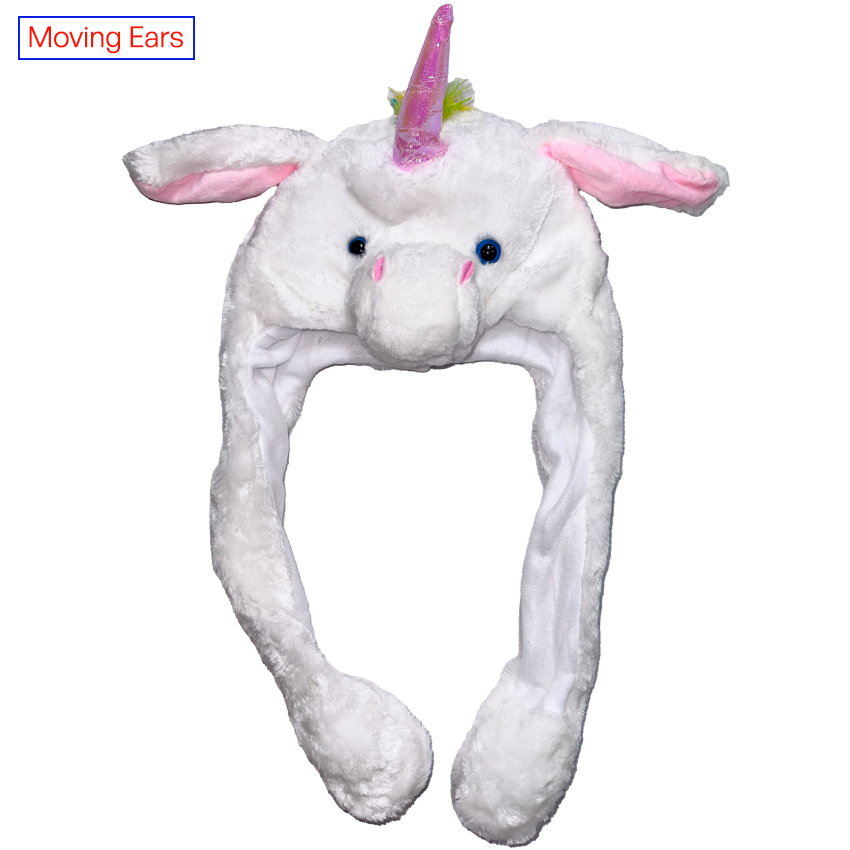 White Unicorn Hat with Moving Ears - Pegasus Hat