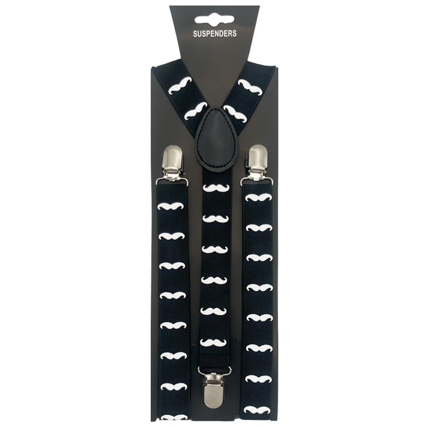 BlACk And White MustAChe PAttern Suspender