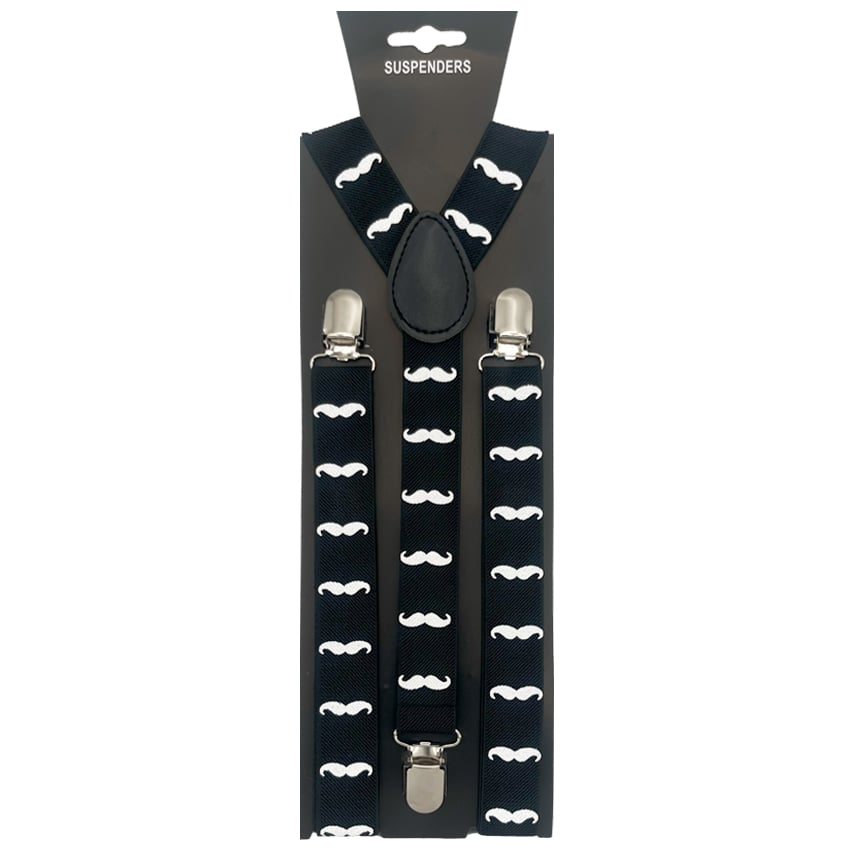 Black and White Mustache Pattern SUSPENDER