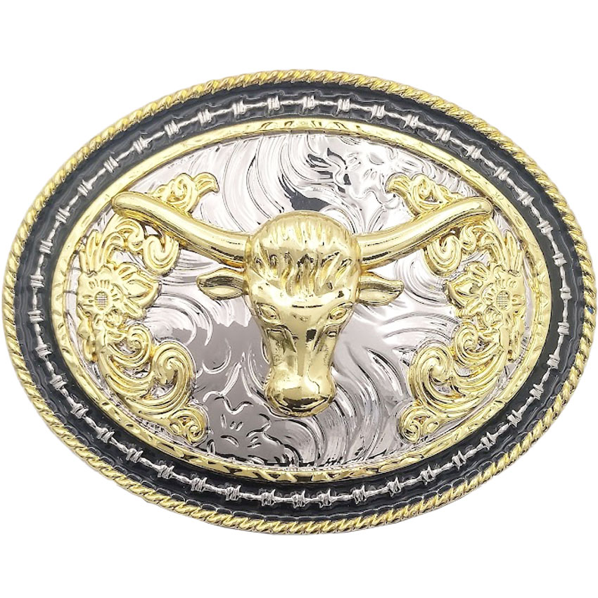 GOLD & Silver Bull Women's Belt Buckle