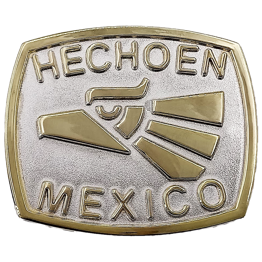 GOLD & Silver Hecho En Mexico Belt Buckle