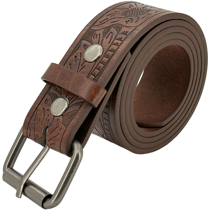 Women's Western Leather BELTs - Brown Long Horn Bull Cowboy and Cowgirl BELTs