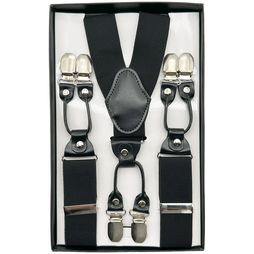 Black Suspenders with 6 clips