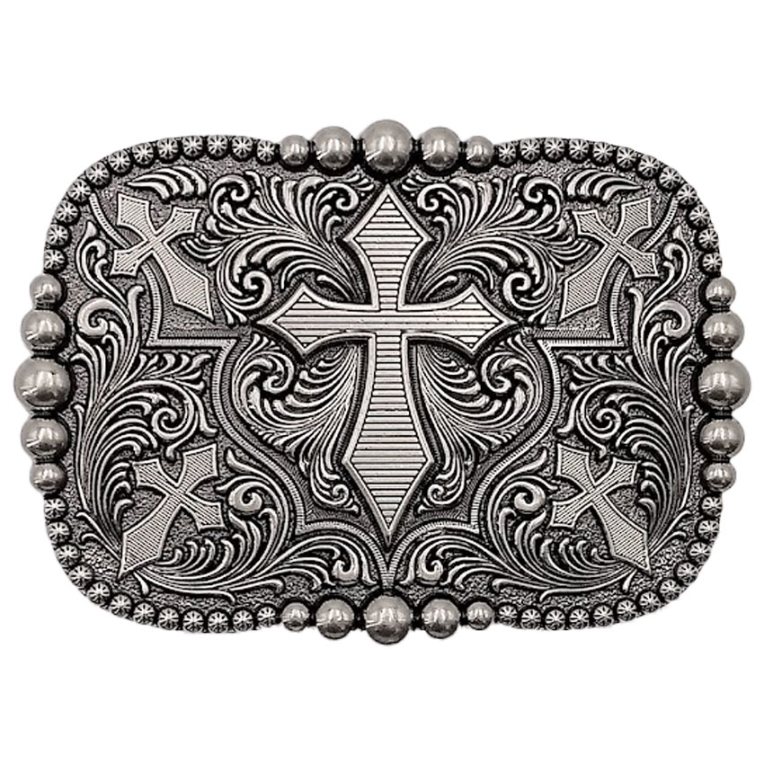 VINTAGE Silver Colored Crosses Belt Buckle