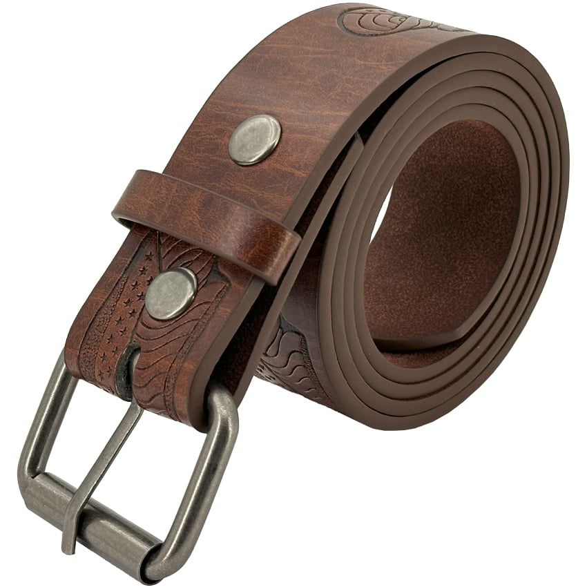 Western Leather BELTs for Men and Women - Eagle Engraved Brown