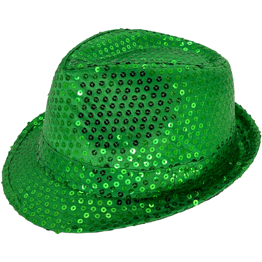 Stunning Sparkling Green Sequin Trilby Fedora HAT