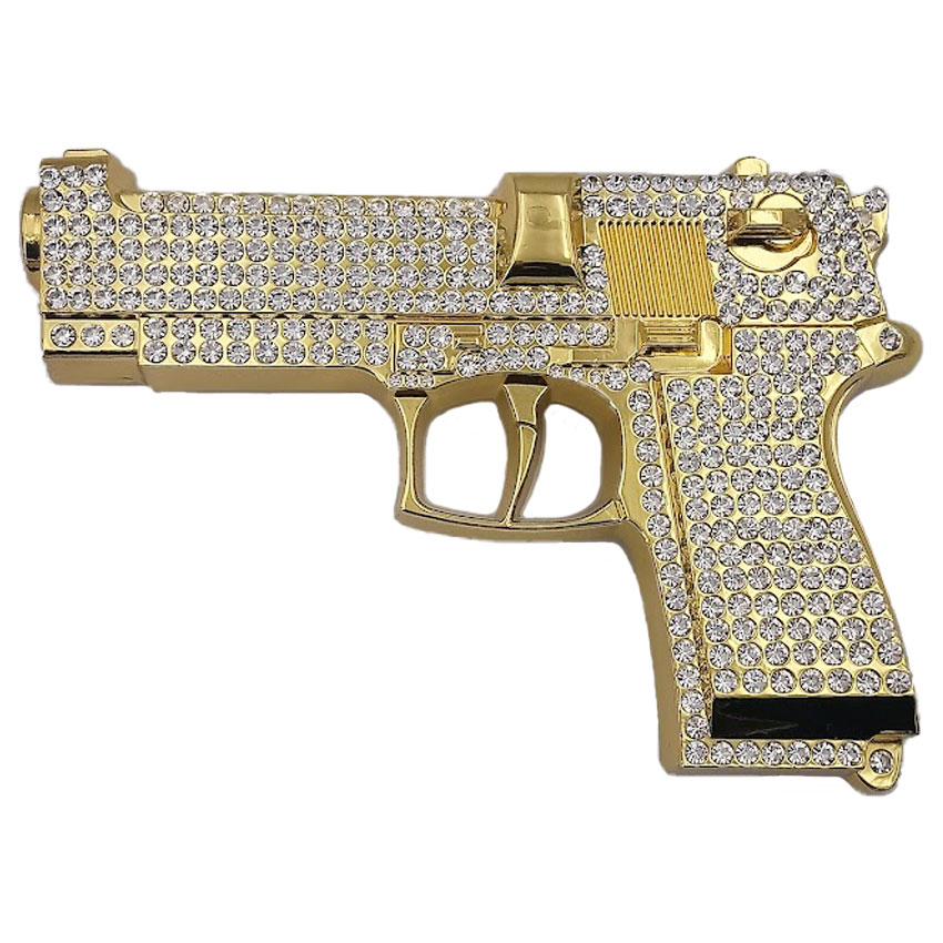 Golden Rhinestone Beretta Gun BELT Buckle