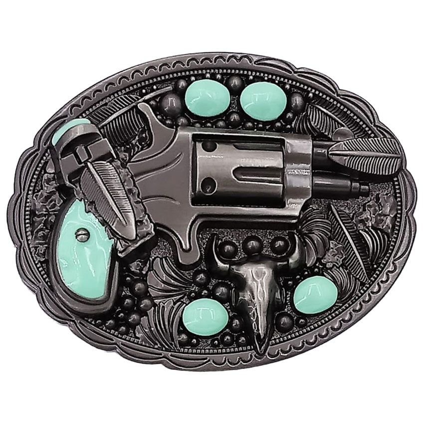 WESTERN Revolver Gun Belt Buckle