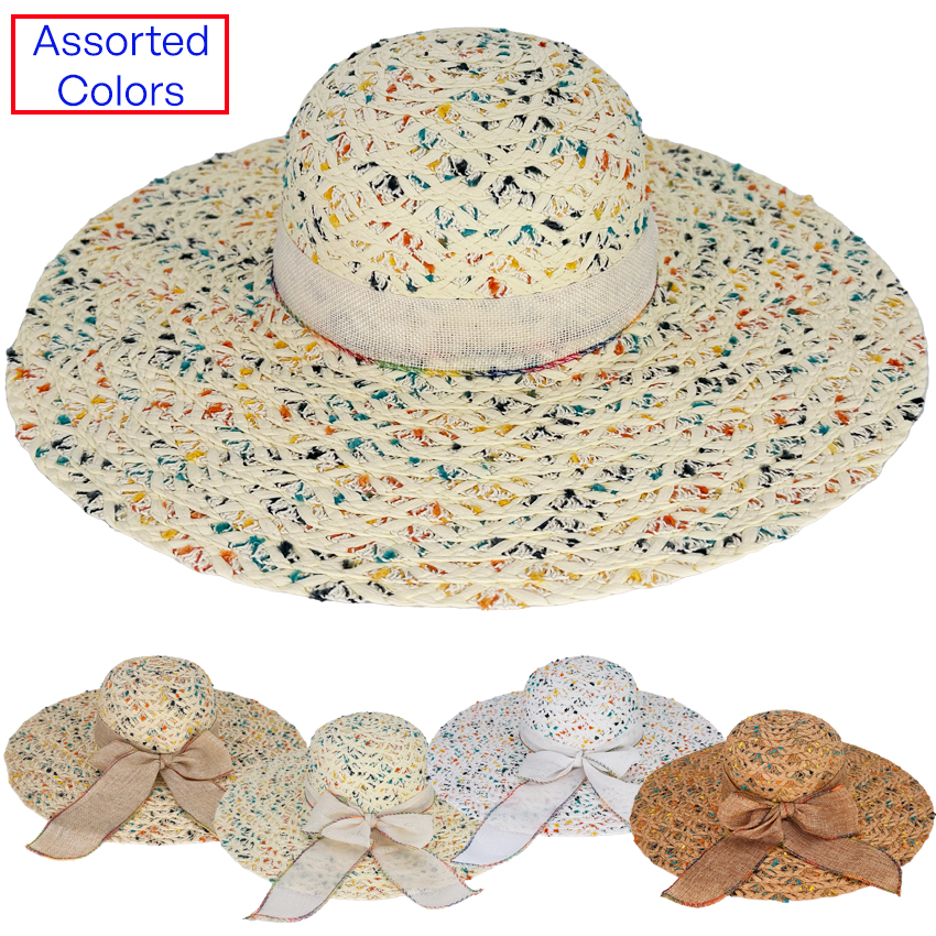 Elegant Large Brim Floppy Sun Hats for LADIES - Rainbow Dots