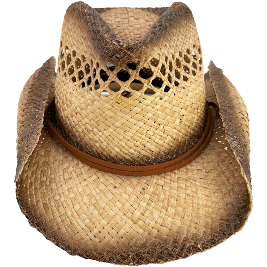 Raffia Straw COWBOY HATS with Leather Strap - High Quality Breathable Design