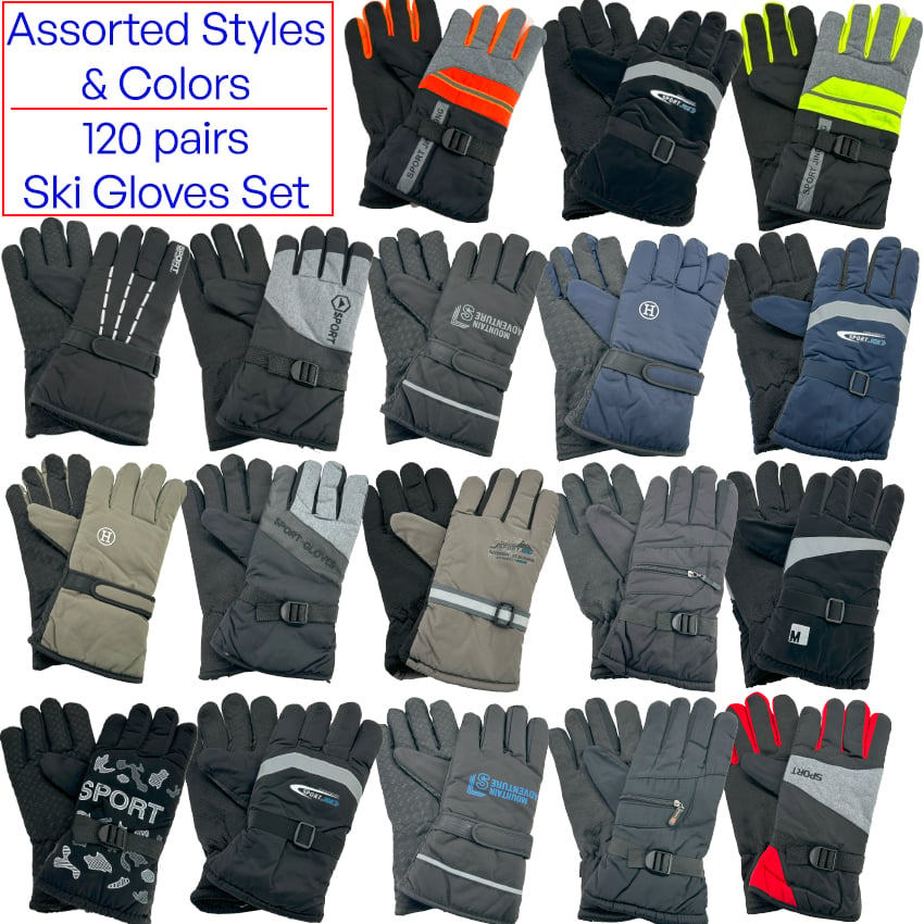 Gloves for Men and Women - Winter Ski Gloves with ASSORTED Styles| 120 pair