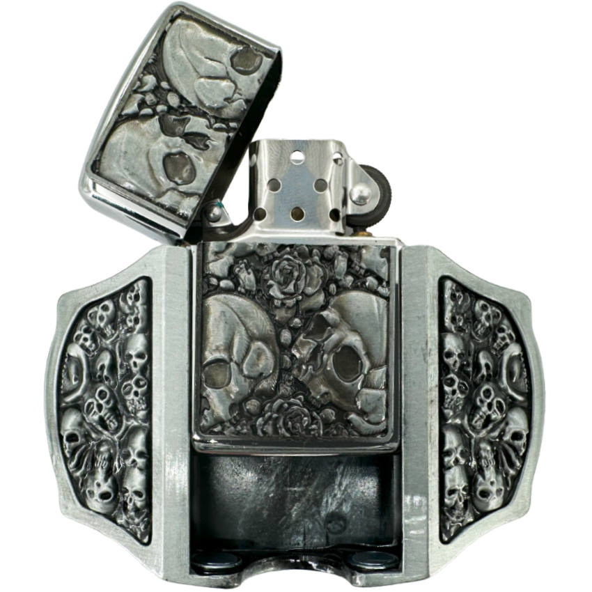 Skull Engraved Lighter BELT BUCKLES