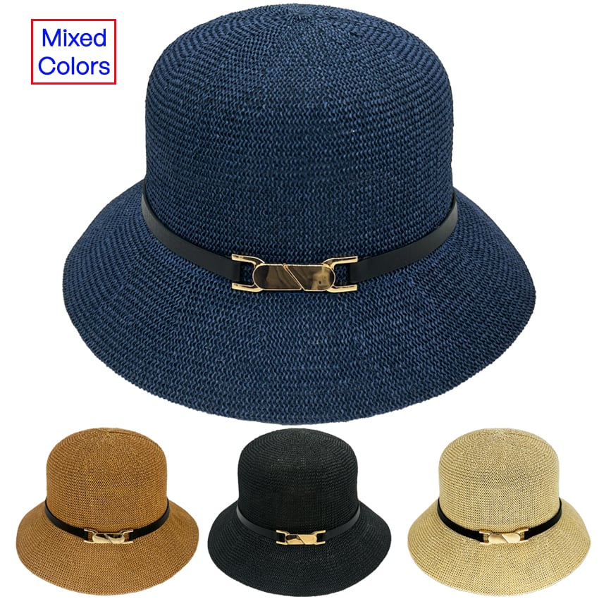 Elegant Straw Summer Hats with Leather Band for LADIES