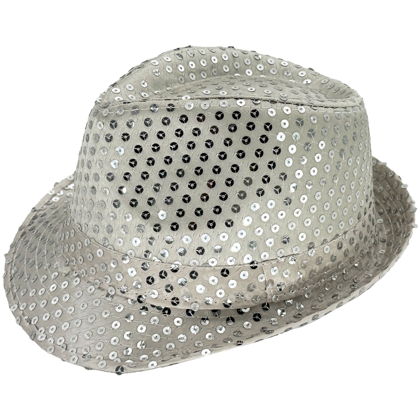 Sparkling Silver SEQUIN Party Trilby Fedora Hat