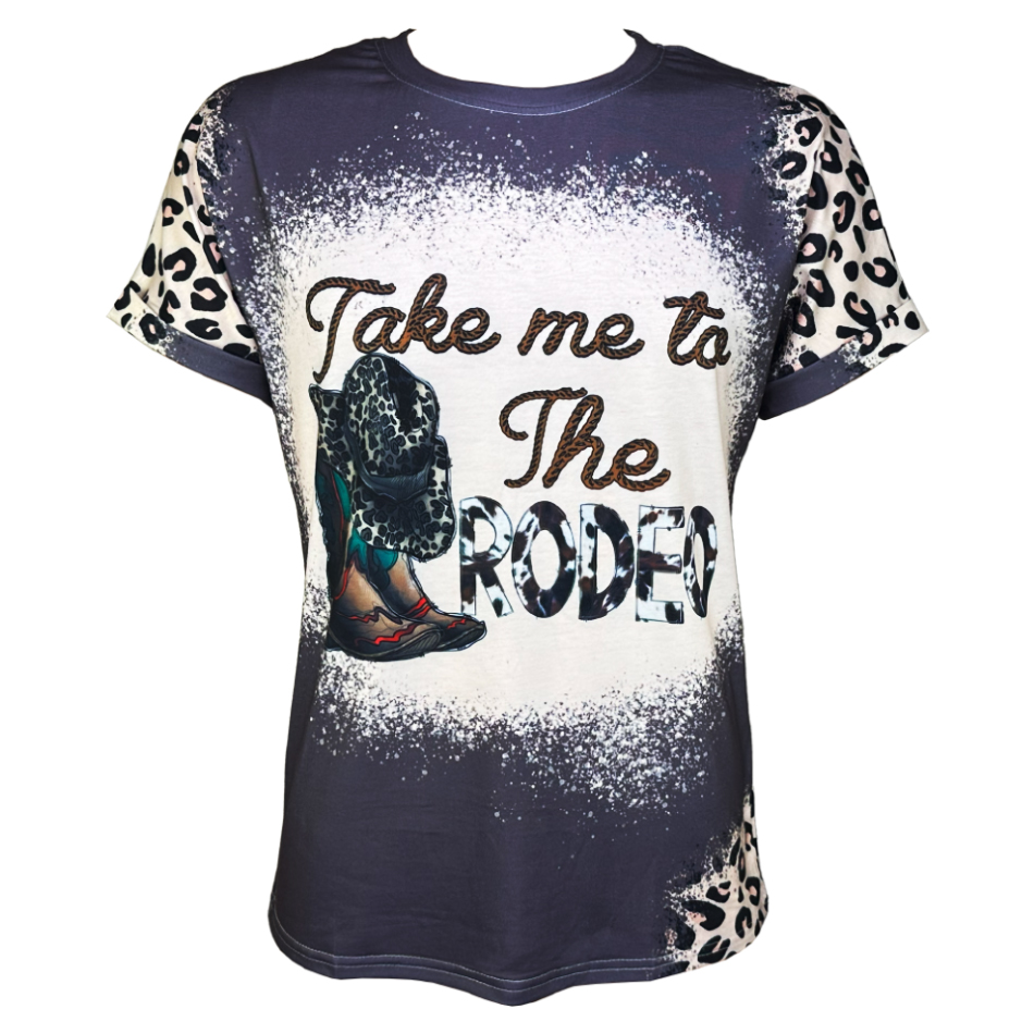 Vintage Western T-SHIRTS - Take Me to the RODEO Print Crew Neck Short Sleeve