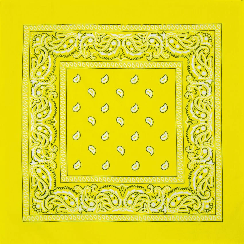 Yellow Paisley Print Polyester BANDANAs